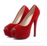 Sapato Peep Toe Vermelho Frete Gratis